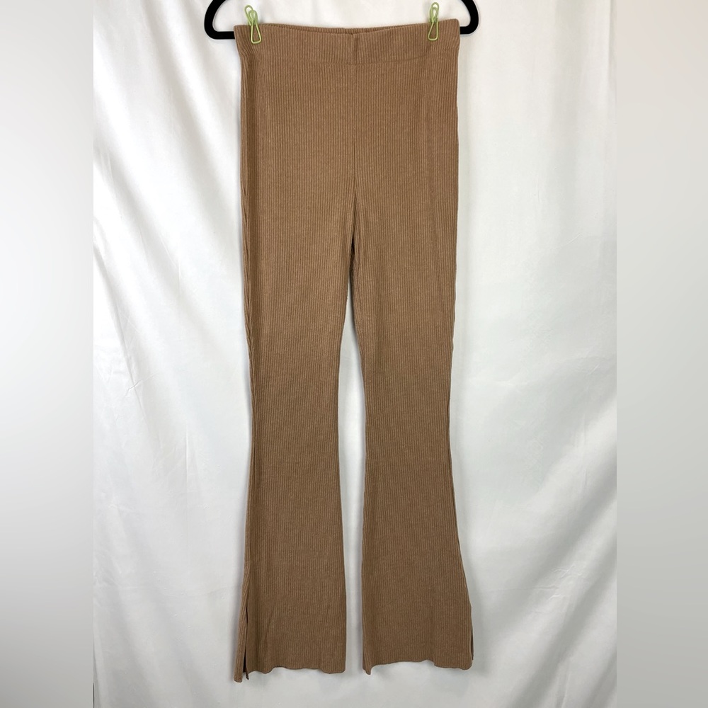 Ribbed Split Hem Flare Pants